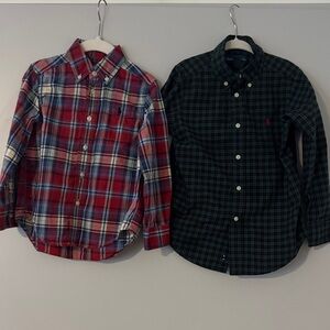 Ralph Lauren Blue Label Kids Plaid Button-Down Shirts - Red and Green